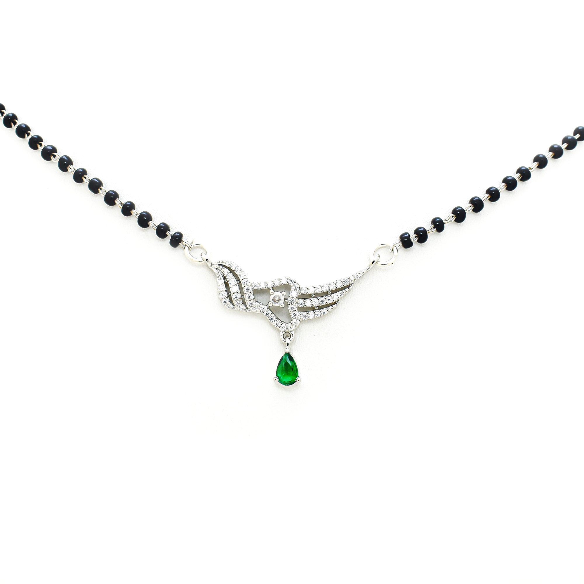 925 Sterling Silver Green Stone Mangalsutra