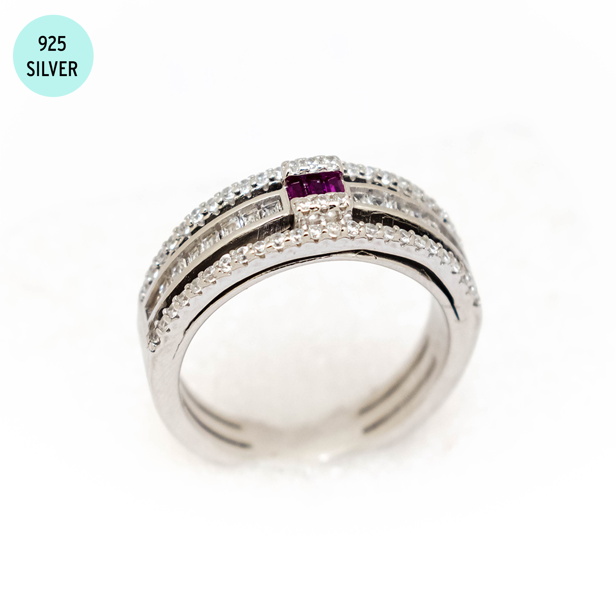 925 Sterling Silver Ruby Ring