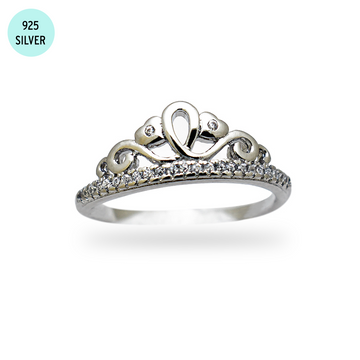925 Sterling Silver Princess Crown Ring