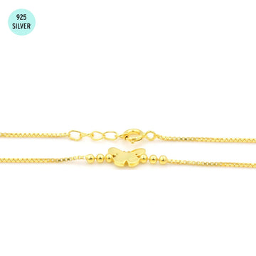Minimalistic Butterfly 925 Sterling Silver Anklet -Gold