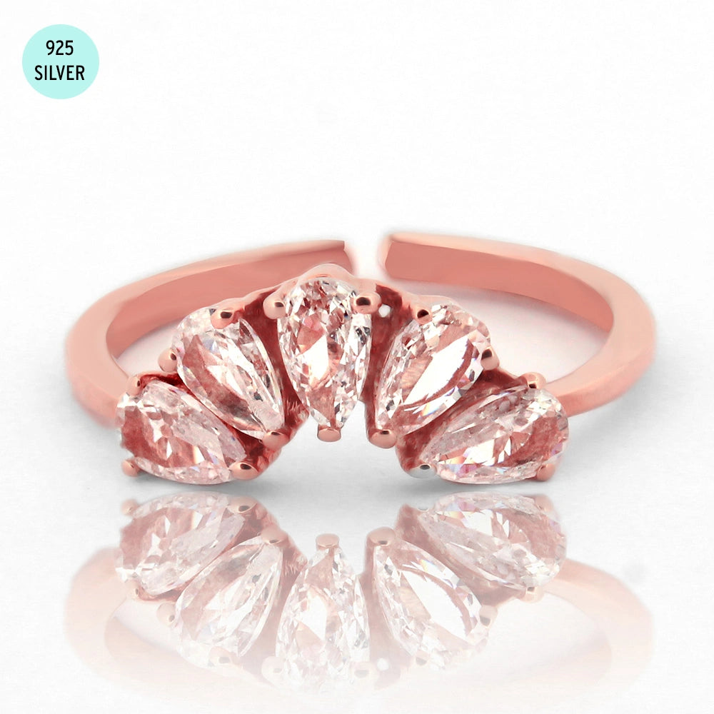 Curve Crown 925 Sterling Silver Rose Gold Ring