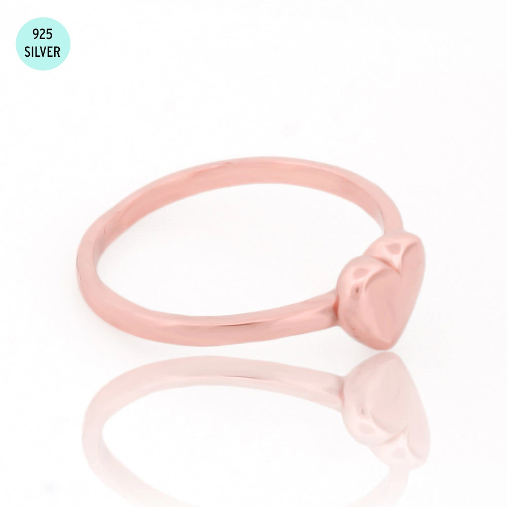 Dainty Solid 925 Sterling Silver Rose Gold Sweetheart Ring