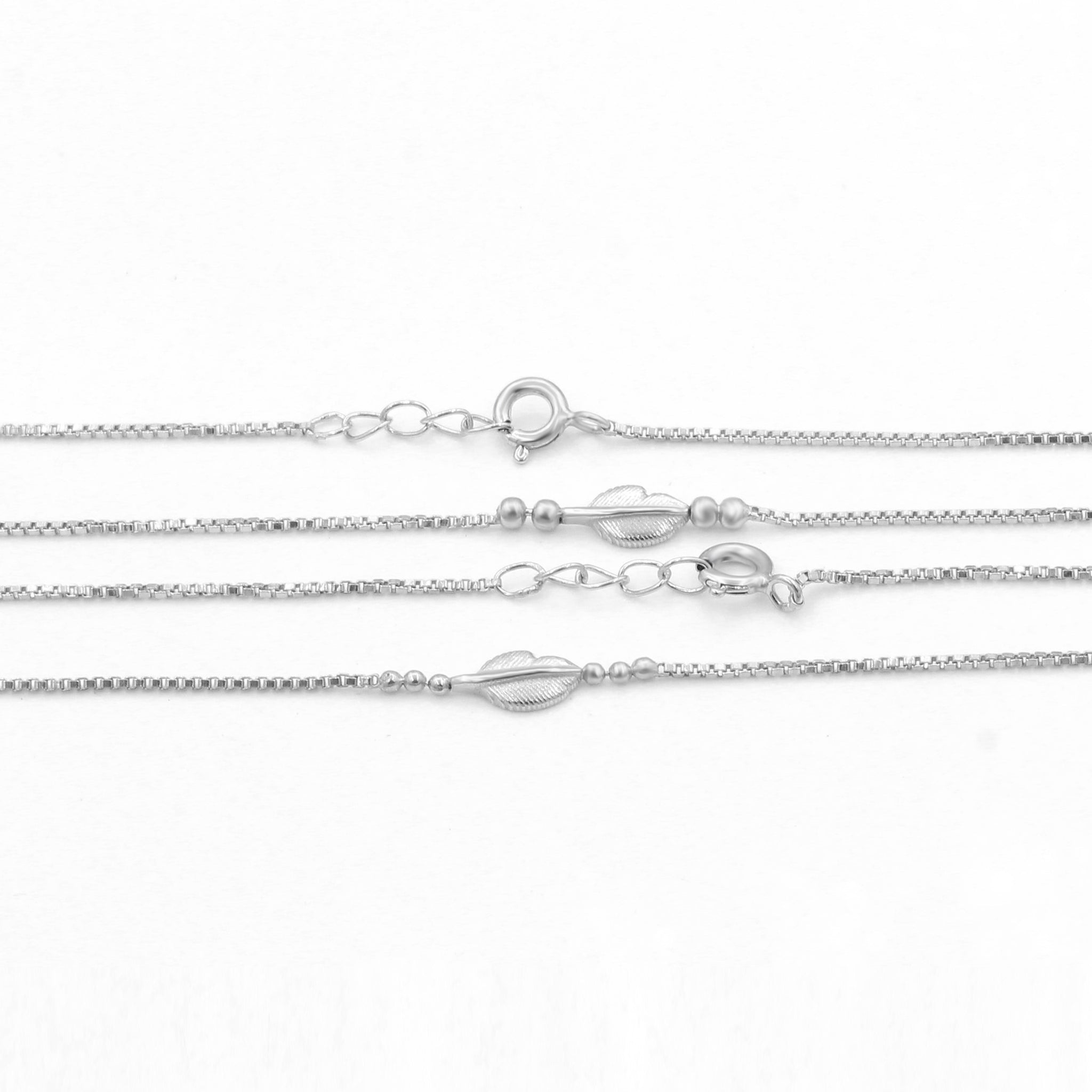 Modern Leaf 925 Sterling Silver Anklet - Single